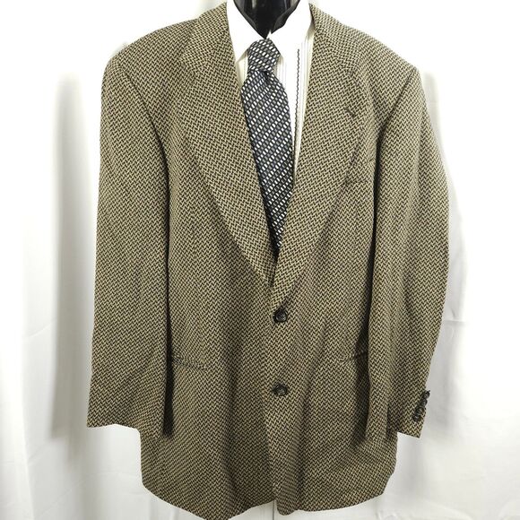 Hugo Boss Mens 44L Beige Wool 2-Button Ventless Sports Coat Blazer Suit - Picture 1 of 11